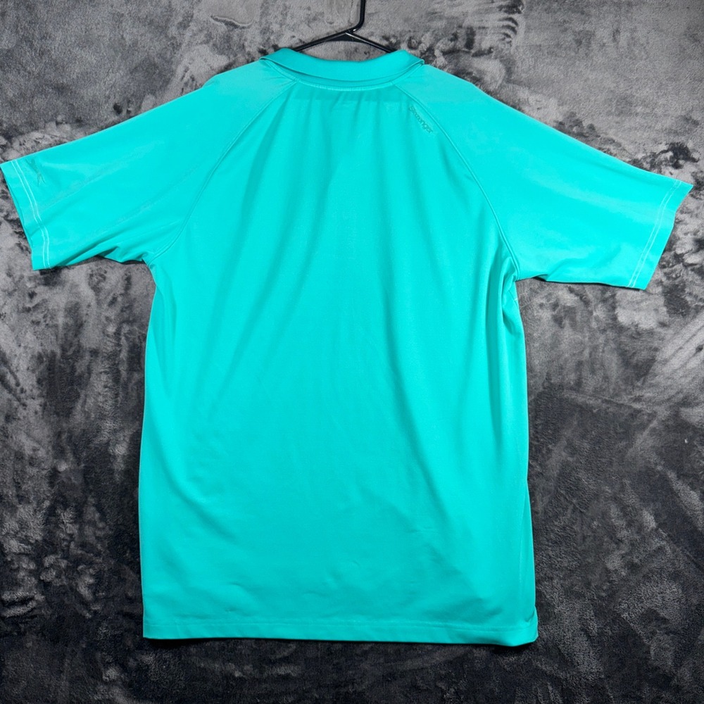 Slazenger Mens XL Golf Polo Shirt Teal Green Striped Performance Short Sleeve - Picture 2 of 12